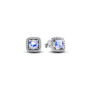 Сережки Pandora Блискучий синій квадрат 293551C01