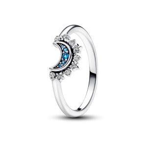 Каблучка Pandora  Блискучий блакитний місяць 192675C01