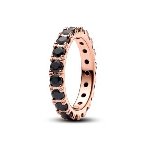 Каблучка Pandora Чорний блискучий рядочок 180050C02