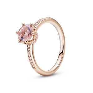 Каблучка Pandora з короною та рожевим каменем 188289C01