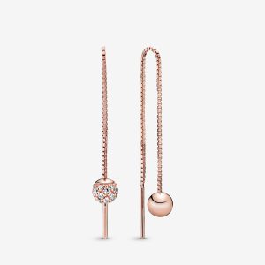 Сережки Pandora звисаючі сфери Rose 288325CZ
