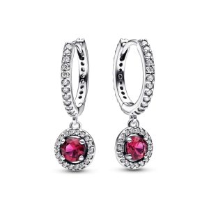 Сережки Pandora Червоне коло 292379C01