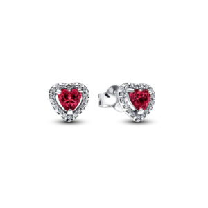 Сережки Pandora "Об’ємне червоне серце" 298427C04