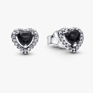 Сережки Pandora "Об’ємне чорне серце" 298427C03